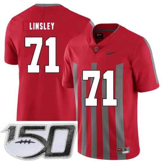 Ohio State Buckeyes 71 Corey Linsley Red Elite Nike College Football Stitched 150th Anniversary Patch Jersey